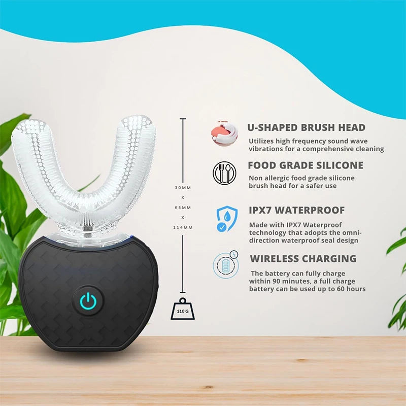 Blanchisseur de dents intelligent automatique à lumière bleue en forme de U