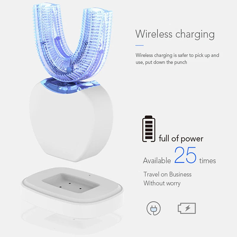Blanchisseur de dents intelligent automatique à lumière bleue en forme de U